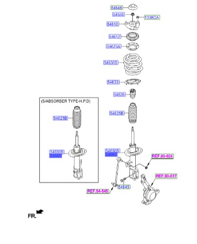 کمک جلو راست Hyundai/KIA Genuine Parts – MOBIS     ix35  546612S800 