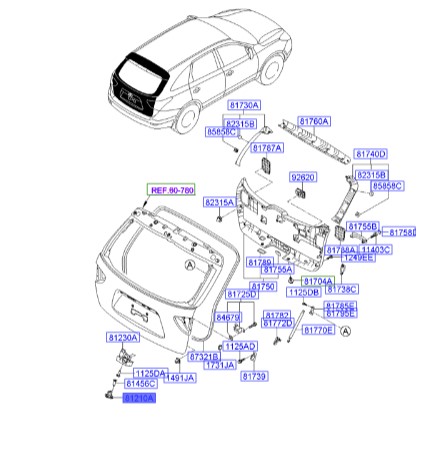 زبانه قفل درب صندوق عقب IX55   812104D010  