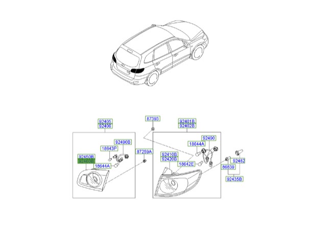چراغ خطر عقب نیمه روی صندوق راست سانتافه هیوندای  924602B500