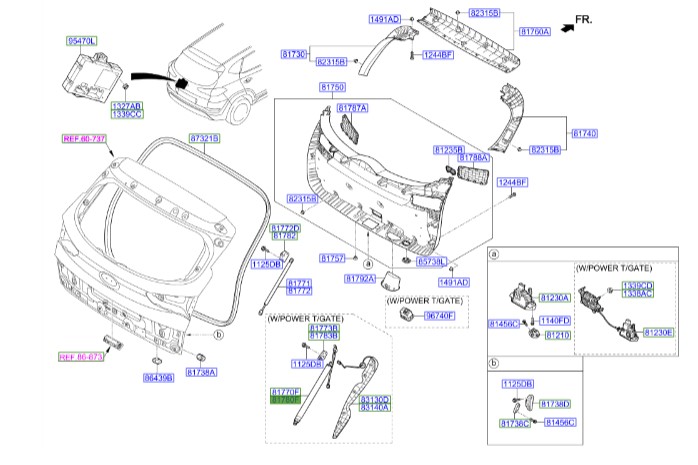 جک صندوق راست توسان  Hyundai/KIA Genuine Parts – MOBIS  81780D3100