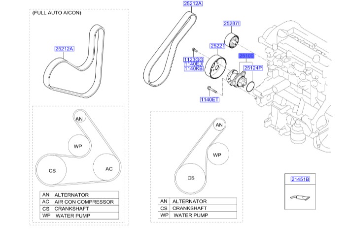 واتر پمپ Hyundai/KIA Genuine Parts – MOBIS  I20  2510003011 