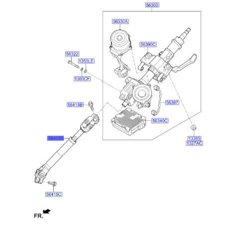 چهار شاخ با میل فرمان ولوستر  Hyundai/KIA Genuine Parts – MOBIS   564002V001 