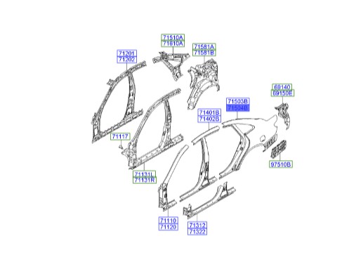 گلگیر عقب راست موبیز آزرا Hyundai/KIA Genuine Parts – MOBIS   715043LC11 