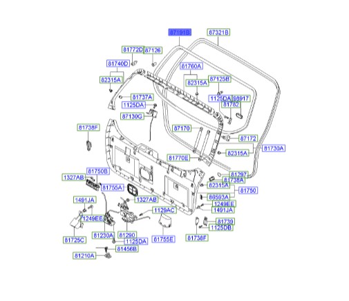 نوار دور شیشه عقب توسان  Hyundai/KIA Genuine Parts – MOBIS    871912E001WK