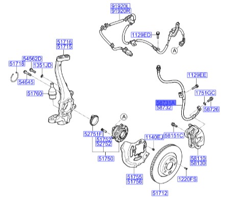 شلنگ ترمز جلو چپ هیوندای جنسیس  Hyundai/KIA Genuine Parts – MOBIS   587313M000