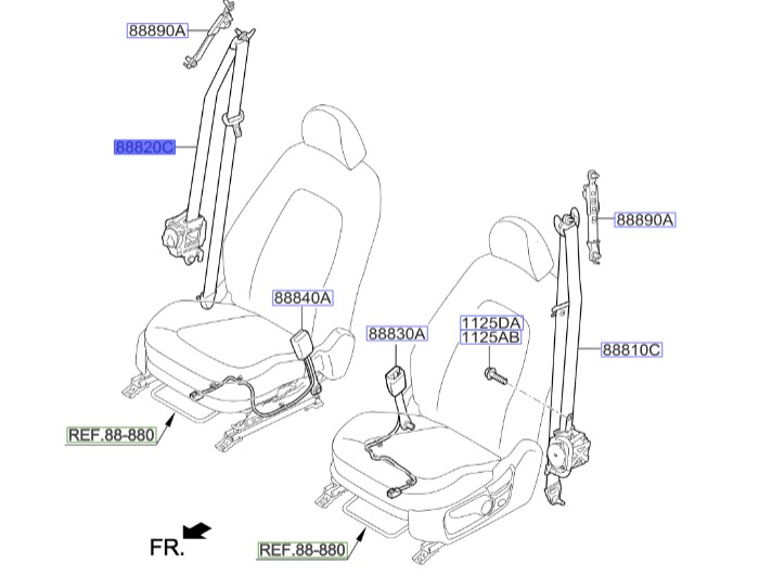 کمربند جلو راست اپتیما مدل 2015 | Hyundai/KIA Genuine Parts – MOBIS 888202T30087 | اپتیما TF مدل 2011 تا 2015