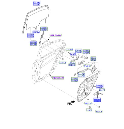 موتور شیشه بالابر در عقب راست سوناتا  Hyundai/KIA Genuine Parts – MOBIS   834603S001 