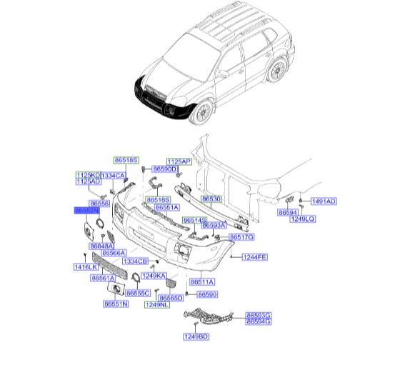 قاب توسان پرژکتور راست 865582E001