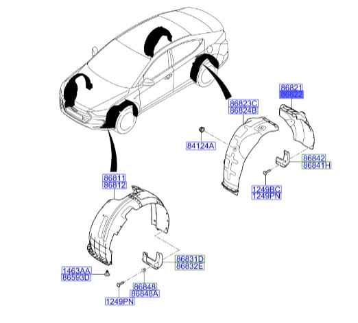 شل گیر عقب راست النترا Hyundai/KIA Genuine Parts – MOBIS   86822F2000 