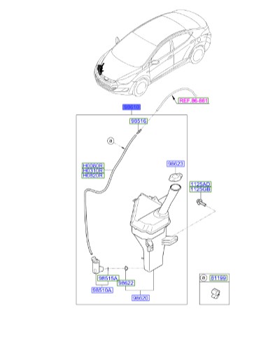 مخزن شیشه شور النترا Hyundai/KIA Genuine Parts – MOBIS   986103X500