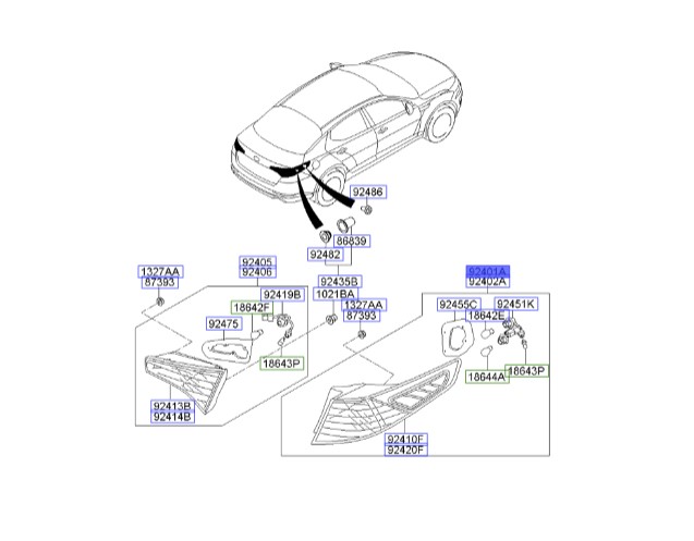 چراغ خطر عقب چپ اپتیما (ساده) | Hyundai/KIA Genuine Parts – MOBIS | اپتیما TF مدل 2011 تا 2015