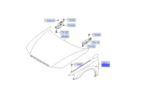 گلگیر جلو راست آزرا  Hyundai/KIA Genuine Parts – MOBIS    663203L100 