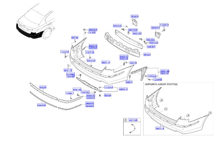 زه سپر عقب راست کامل جنسیس  Hyundai/KIA Genuine Parts – MOBIS    866823M500