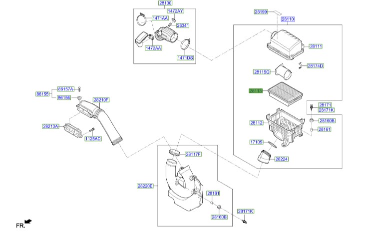 فیلتر هوا هیوندای النترا  28113F2000