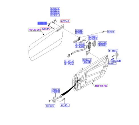 دستگیره درب موبیز جنسیس_کوپه  Hyundai/KIA Genuine Parts – MOBIS     826512M210NFA 