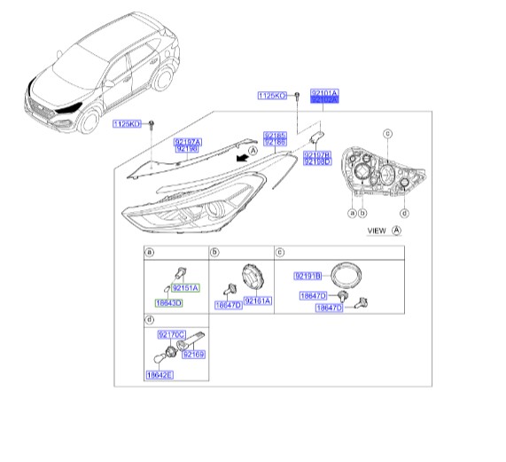 چراغ جلو راست هیوندای توسان  Hyundai/KIA Genuine Parts – MOBIS    92102D3000