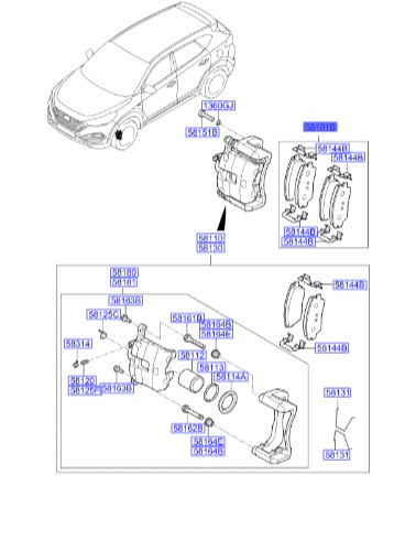 لنت ترمز جلو Hyundai/KIA Genuine Parts – MOBIS   IX35  58101D7A00 