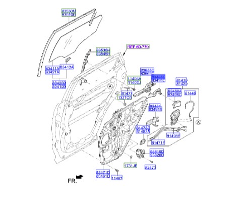 رابط پایه دستگیره درب عقب چپ سانتافه  Hyundai/KIA Genuine Parts – MOBIS    834852W000