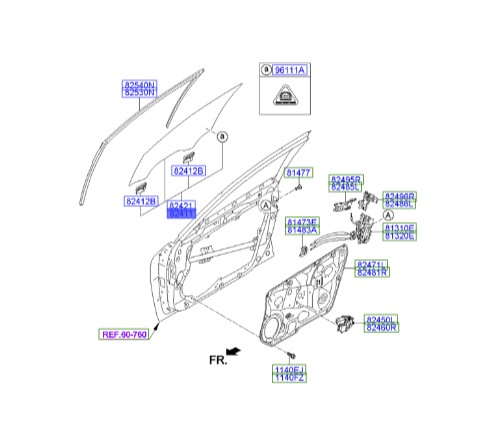 شیشه درب پشت سانتافه  871102W010