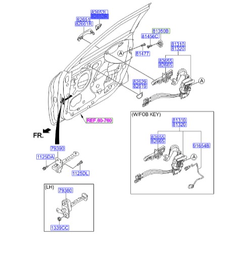 شاسی دستگیره در جلو بیرونی راست هیوندای ولوستر  Hyundai/KIA Genuine Parts – MOBIS   826622V020