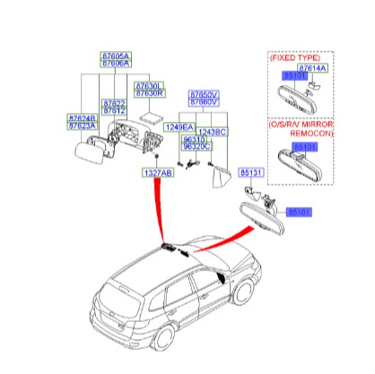 آینه داخل هیوندای سانتافه   851012B000