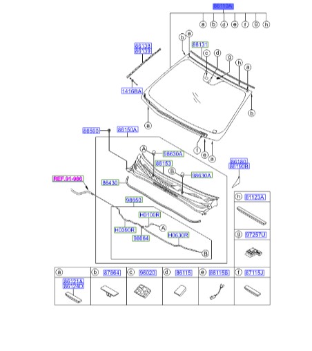 شیشه جلو سوناتا  Hyundai/KIA Genuine Parts – MOBIS   YF  861104R820