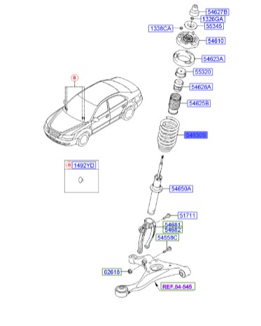 فنر لول جلو هیوندای سوناتا  Hyundai/KIA Genuine Parts – MOBIS   546503K670