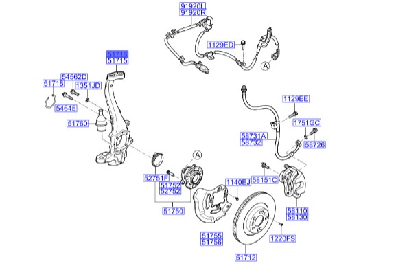 سگ دست جلو راست جنسیس  Hyundai/KIA Genuine Parts – MOBIS   517113M000