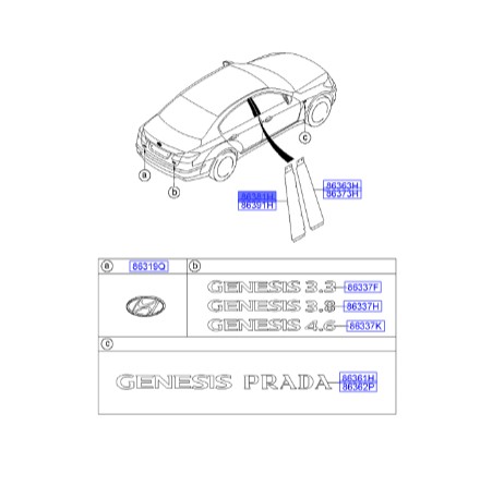 برچسب در عقب هیوندای جنسیس  Hyundai/KIA Genuine Parts – MOBIS    863813M000