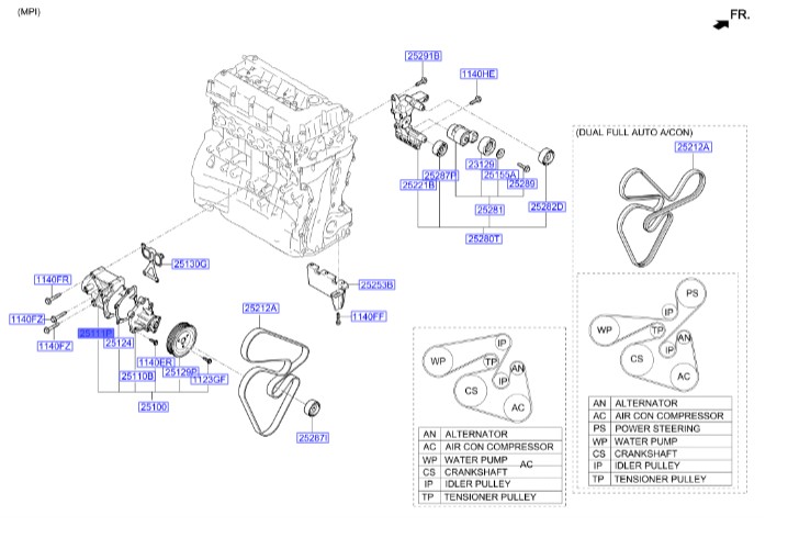 پایه واتر پمپ سوناتا  Hyundai/KIA Genuine Parts – MOBIS   251252GTA0