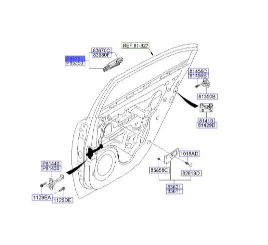 دستگیره در عقب راست اپتیما 2009  | Hyundai/KIA Genuine Parts | اپتیما MG مدل 2009 و 2010