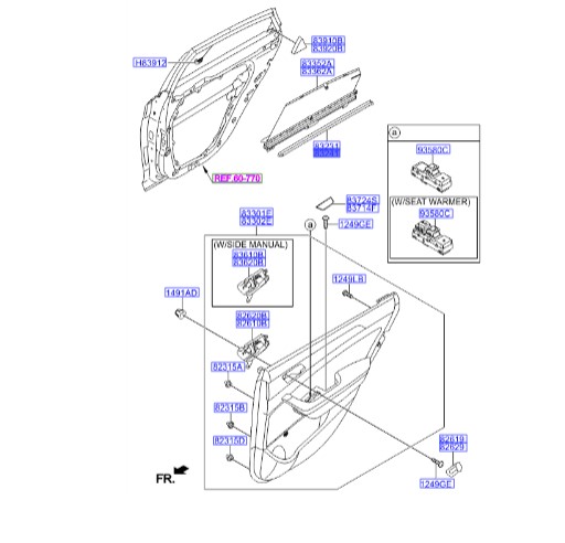 زه آبگیر درب عقب راست هیوندای سوناتا _Hyundai/KIA Genuine Parts – MOBIS   LF  83241C1000