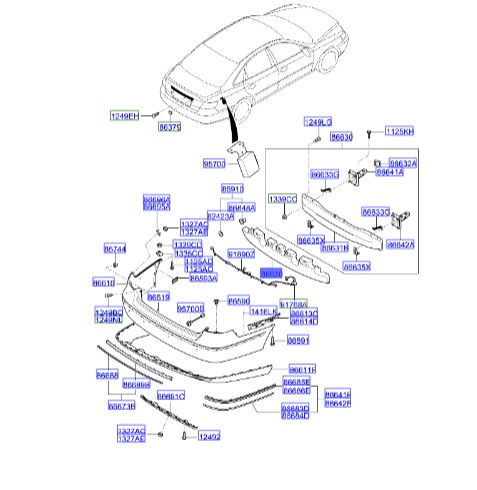 فوم سپر عقب هیوندای آزرا  Hyundai/KIA Genuine Parts – MOBIS    866203L700