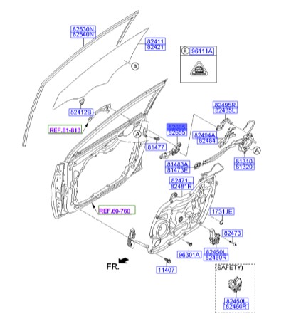 پایه دستگیره در جلو راست هیوندای الانترا  Hyundai/KIA Genuine Parts – MOBIS  826653X500