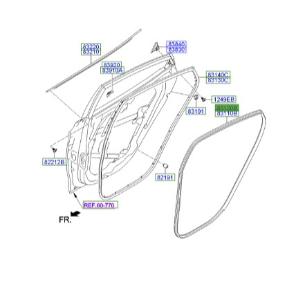 نوار دور درب عقب راست النترا  Hyundai/KIA Genuine Parts – MOBIS  831203X000 