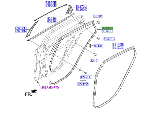 نوار دور در عقب چپ سوناتا_LF اصلی هیوندای 83130C1000
