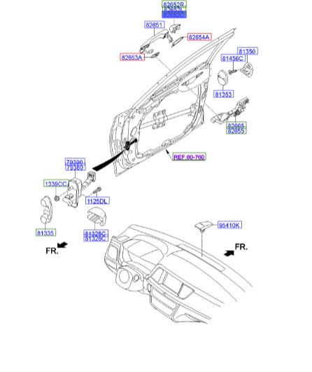 شاسی دستگیر درب جلو و عقب جنسیس  Hyundai/KIA Genuine Parts – MOBIS  82652B1010