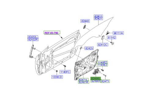 موتور شیشه بالابر درب چپ جنسیس_کوپه Hyundai/KIA Genuine Parts – MOBIS  824502M000 