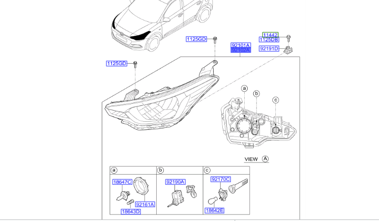 چراغ جلو راست i20