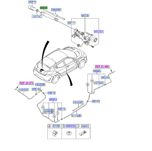 پایه برف پاک کن عقب ولوستر  988112V000