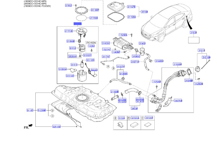 پمپ بنزین کامل هیوندای النترا  Hyundai/KIA Genuine Parts – MOBIS   31110F2100