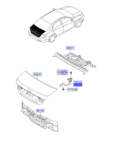 لولا در صندوق راست سوناتا  Hyundai/KIA Genuine Parts – MOBIS    792203S000 