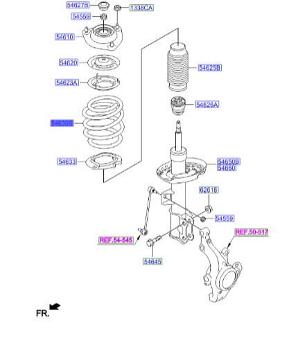 فنر لول جلو هیوندای ولستر Hyundai/KIA Genuine Parts – MOBIS   546302V371