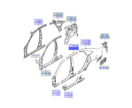 ستون وسط راست آزرا   Hyundai/KIA Genuine Parts – MOBIS     714023LB11