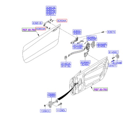 شاسی دستگیره درب  جنسیس_کوپه  Hyundai/KIA Genuine Parts – MOBIS   826522H000NHA