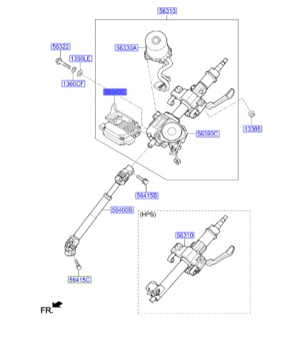 یونیت تلسکوپی فرمان سانتافه  Hyundai/KIA Genuine Parts – MOBIS  563402W800