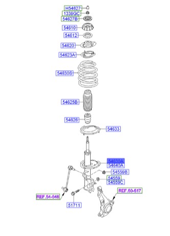 کمک جلو چپ Hyundai/KIA Genuine Parts – MOBIS   I20  546501J051 