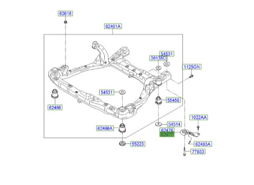 بست رام جلو راست آزرا   Hyundai/KIA Genuine Parts – MOBIS    624883K000 