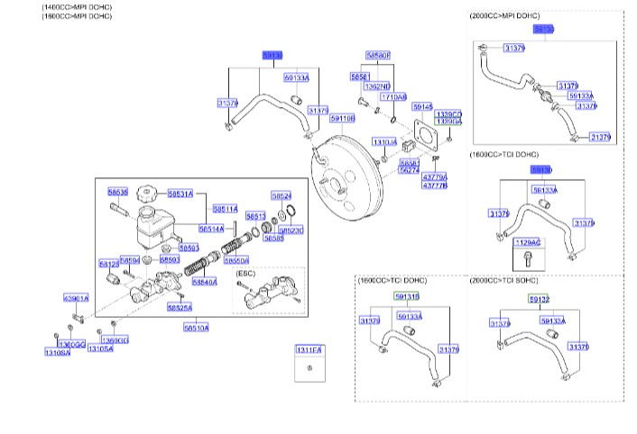 شلنگ بوستر ترمز Hyundai/KIA Genuine Parts – MOBIS   i30  591301H100