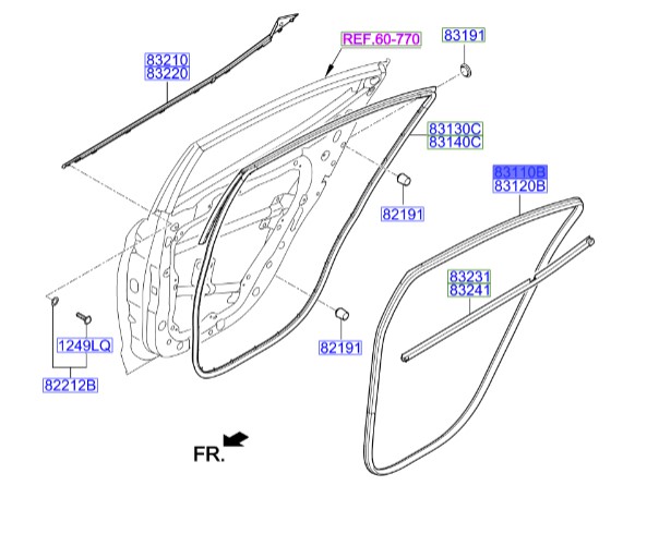 نوار دور ستون عقب چپ النترا  Hyundai/KIA Genuine Parts – MOBIS   83110F20004X 